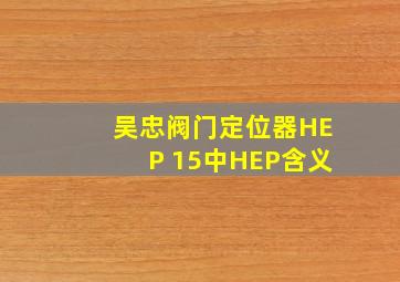 吴忠阀门定位器HEP 15中HEP含义